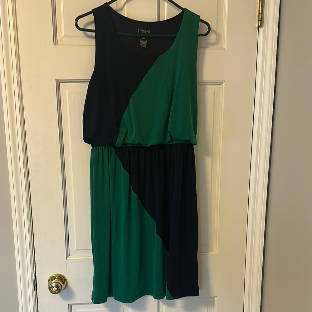 Green and Black Sleeveless Dress